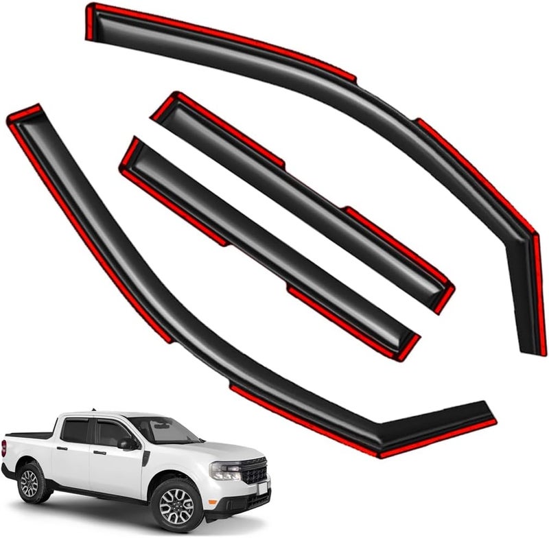 LONGKEES 4PCS in-Channel Window Visor Rain Guards Compatible with 2022-2025 Ford Maverick Front and Rear Wind Deflectors Weather Shields - Image 1